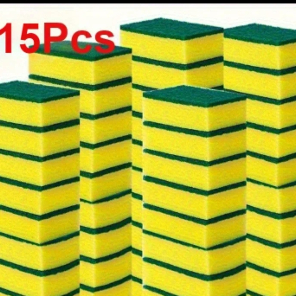 15 Pack Yellow and Green Sponges